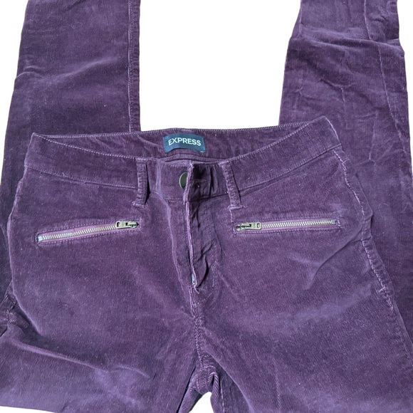 EXPRESS Beautiful Plum Corduroy Mid Rise Legging Jeans w/ Zip Pockets | Size‎ 6R - Picture 6 of 8